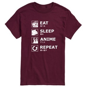 Men's - Instant Message - Eat Sleep Anime Repeat Short Sleeve Graphic T-Shirt - 1 of 4