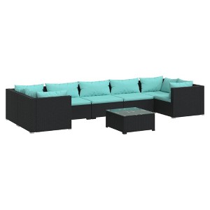 vidaXL Garden Lounge Set Black and Water Blue - 1 of 4
