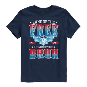 Boys' - Instant Message - Land of the Free Home of the Bruh Short Sleeve Graphic T-Shirt - 1 of 4