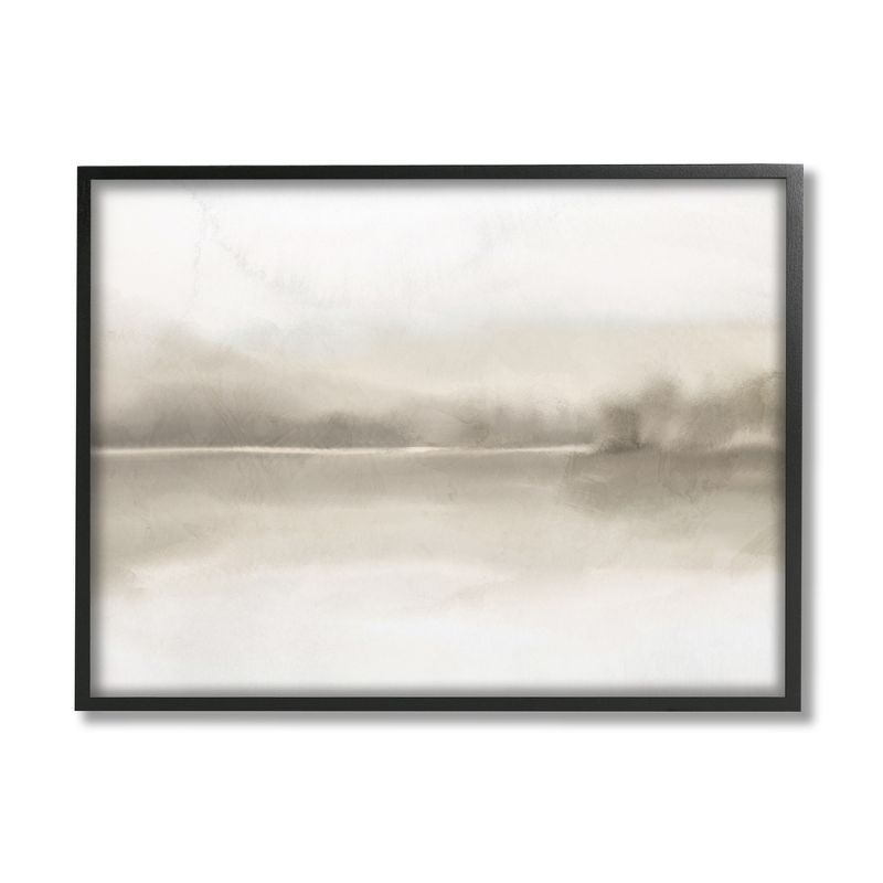 Stupell Industries Hazy Lakeside Landscape Reflection Modern Abstract Design Black Framed Giclee Art, 1 of 6