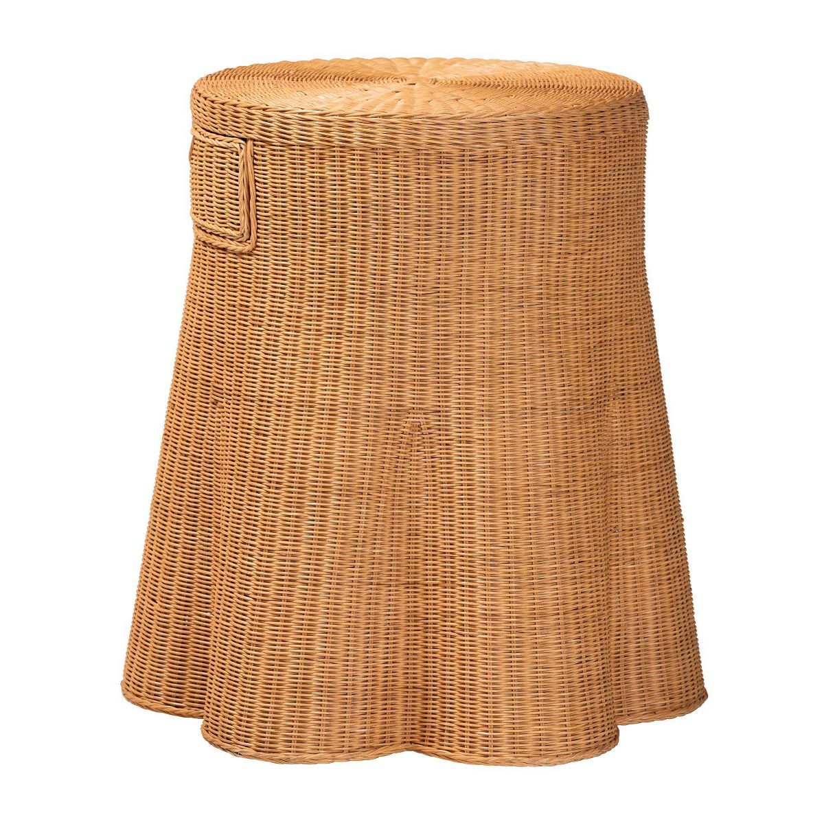 bali & pari Dayo Scalloped Natural Rattan Console Table with Drawer Light Honey