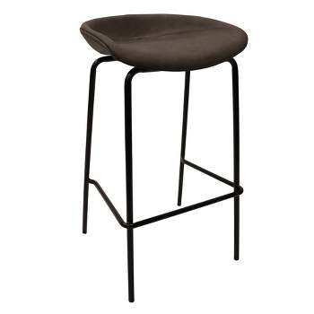 LeisureMod Servos Modern Barstool in Upholstered Faux Leather and Black Iron Frame