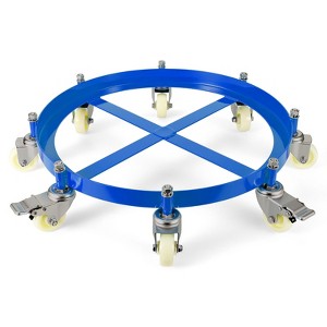 55-Gallon Drum Dolly, Heavy-Duty Steel Dolly with Cross Braces & Swivel Casters Wheel, 2000lbs Load Capacity, Non Tipping Design - 1 of 4