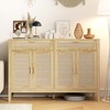 Yukimo 52.8" Oak Boho Kitchen Sideboard Cabinet with Rattan Doors and Drawers, Entertainment Console Table for Dining Room & Entryway - 2 of 4
