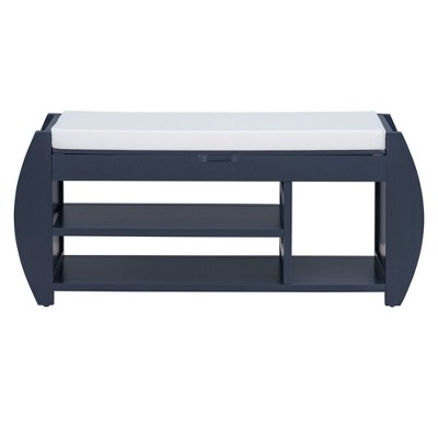 NicBex Modern 42" Storage Bench with Curved Side Panels and Open Shelves for Entryway and Living Room