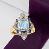 Ross-Simons 2.10 ct. t.w. London Blue, Sky Blue and White Topaz Ring With Blue Enamel in 18kt Gold Over Sterling - 4 of 4