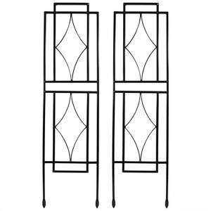 Sunnydaze Contemporary Metal Wire Garden Trellis for Climbing Plants and Flowers - 30" H - Black - 2-Pack - 1 of 4