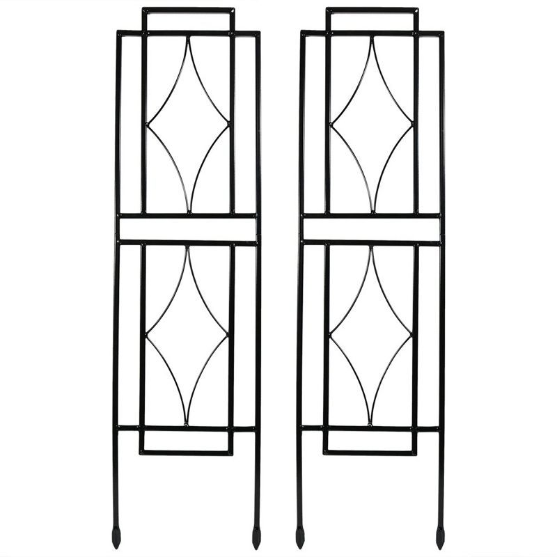 Sunnydaze Contemporary Metal Wire Garden Trellis for Climbing Plants and Flowers - 30" H - Black - 2-Pack, 1 of 7