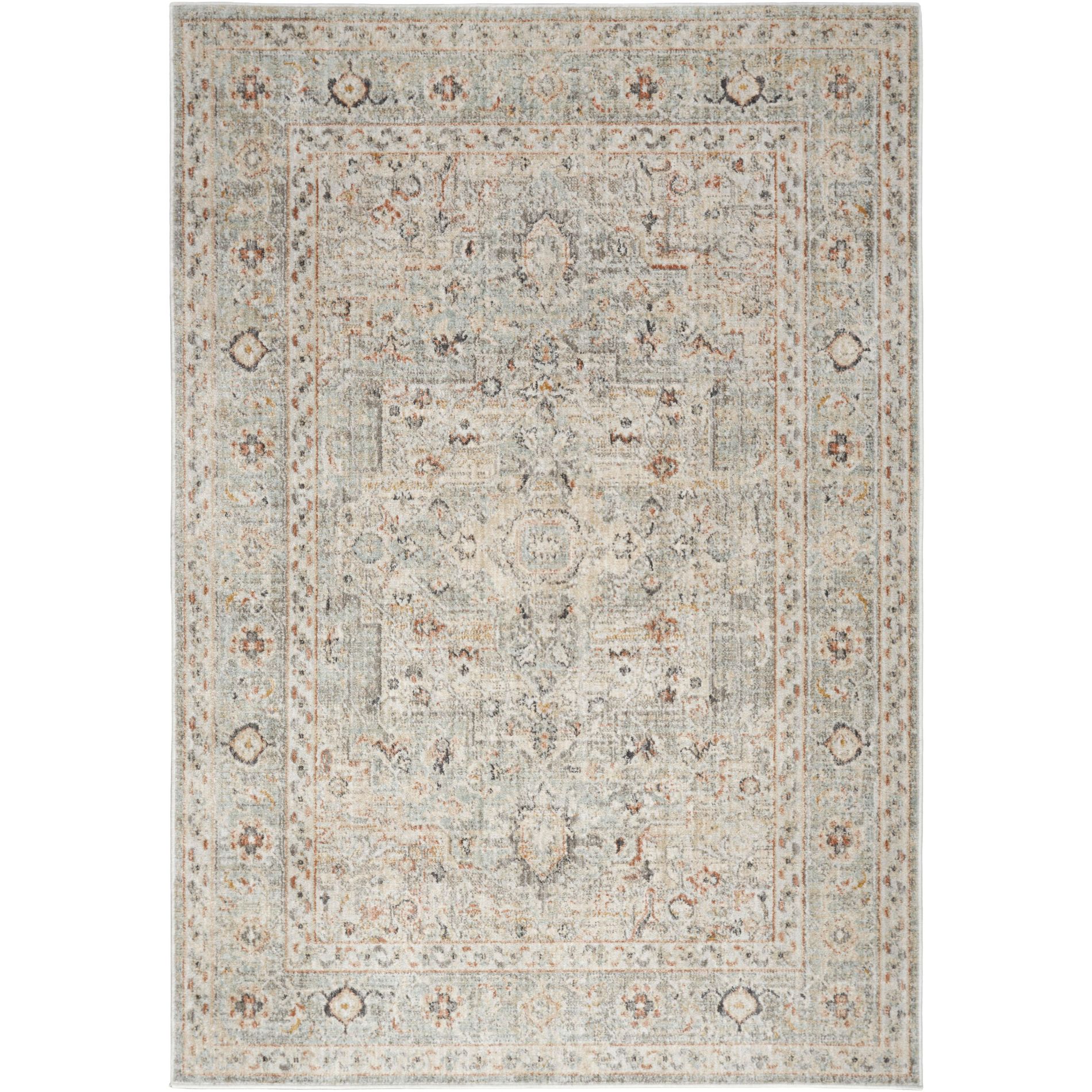Nourison Oushak Home 6' x 9' Light Grey Vintage Indoor Rug