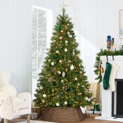 Chestnut 24in Woven Hyacinth Christmas Tree Collar with Cord Cut-Out
