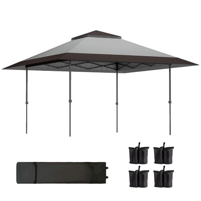 Outsunny 13' x 13' Pop Up Canopy Tent, UV50+ Instant Tents for Parties, Height Adjustable, with Wheeled Carry Bag and 4 Sand Bags