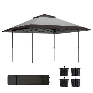 Outsunny 13' x 13' Pop Up Canopy Tent, UV50+ Instant Tents for Parties, Height Adjustable, with Wheeled Carry Bag and 4 Sand Bags - 1 of 4