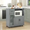 Costway Rolling Kitchen Island with Wheels Kitchen Cart with Drawer and Glass Door Cabinet - 2 of 4
