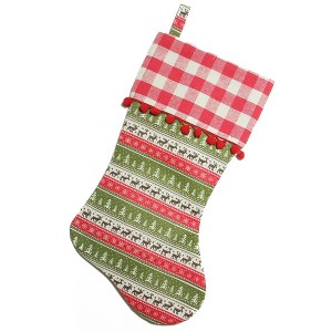 Northlight 19" Red and Green Rustic Lodge Christmas Stocking - 1 of 3