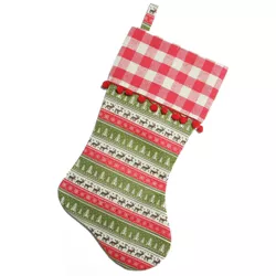 Northlight 19" Red and Green Rustic Lodge Christmas Stocking