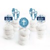 Big Dot of Happiness Baptism Blue Elegant Cross - Dessert Cupcake Toppers - Boy Religious Party Clear Treat Picks - Set of 24 - 2 of 4