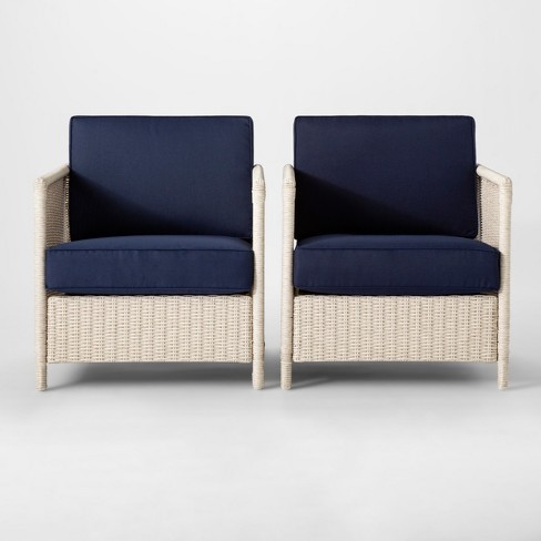 Monroe 2pk Wicker Motion Patio Club Chair Navy Threshold Target