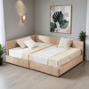 Mid-Century Full Size Storage Upholstered Tufted Bed Frame, Sofa Bed Frame with Comfortable Backrest and Armrests- Leovsnove - 2 of 4
