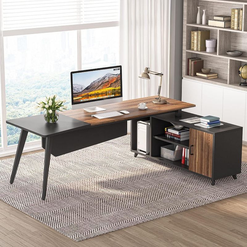 Triebsigns 78.7" L-Shaped Computer Desk Set, Large Executive Desk with File Cabinet, 2 of 7