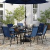Merrick Lane 7 Piece Outdoor Dining Table Set for 6 with Glass-Top Patio Table and 6 Stack Chairs with Flex Comfort Material - 2 of 4