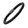 Steeltime Men's black braided leather bracelet with black ip stainless steel  accented magnetic clasp - 2 of 4