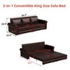 Kumasinova 3-in-1 Convertible Faux Leather Chesterfield Sofa, King Pull-Out  Sleeper Sofa Bed, Retro Couch with Rivet Trim & Rolled Arm, Steel Frame - 3 of 4