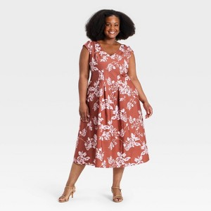 strapless open back dress A Walk in The Park Floral Print Halter Maxi Dress (Red)- Final Sale – lee  monet main image 0