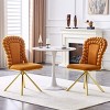 Set of 2 Modern Swivel Dining Chairs with Orange Spherical Tufted Upholstery, Stylish Armless Accent Chairs for Dining Room or Living Areas-Panipeachy - 2 of 4