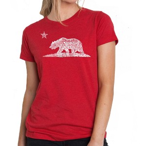 LA Pop Art Women's Premium Blend Word Art T-shirt - California Bear - 1 of 4