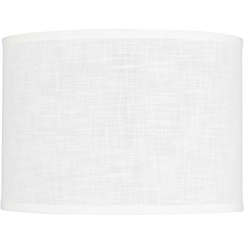 Springcrest Drum Lamp Shade White Textured Medium 14" Top x 14" Bottom x 10" High Spider Fitting with Replacement Harp and Finial, 1 of 7