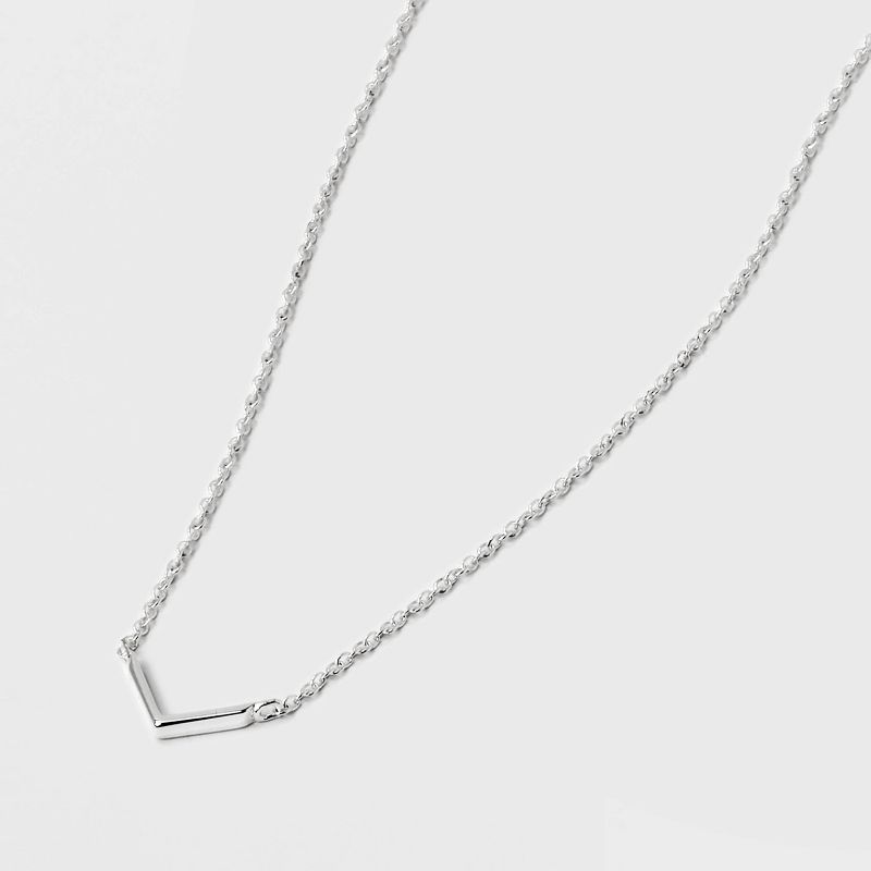 Sterling Silver V Bar Necklace - Silver, 4 of 5