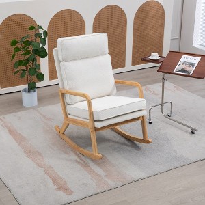 25.2"W Modern Rocking Chair Accent Lounge Armchair Comfy Boucle Upholstered,Green - 1 of 4