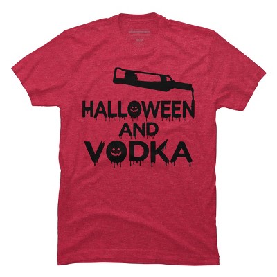 Men's Design By Humans Halloween and Vodka By melcu T-Shirt