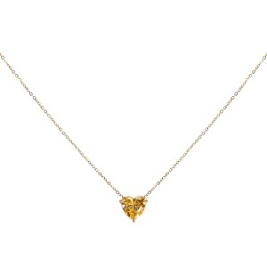 Unique Bargains Women's Birthstone Cubic Zirconia 18K Gold Plated Heart Necklace 17.7" - 1 of 4