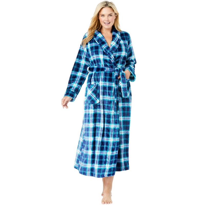 Dreams & Co. Women's Plus Size Microfleece Wrap Robe, 1 of 2