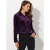 INSPIRE CHIC Women's Velvet Long Sleeve Button Down Casual Shirts - 2 of 4