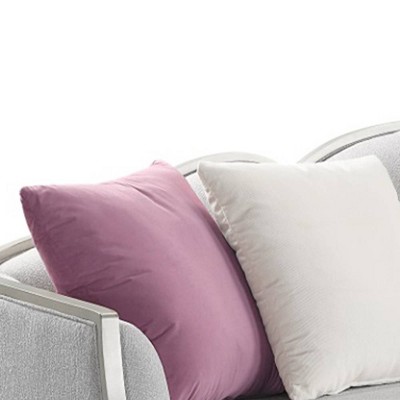 Kasa 94" Beige Linen Sofa with Champagne Wood Trim and Pillows