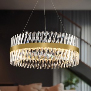 CityFurn Modern Round LED Crystal Chandelier Drum Pendant Light - 1 of 4