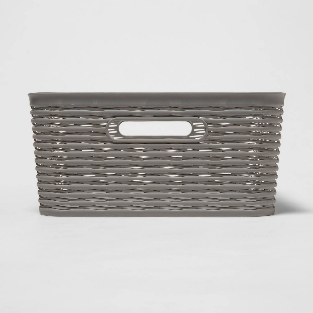 Wave Medium Storage Bin Gray - Brightroom™: Polypropylene, 11 Volume, Cut-Out Handles, 13 Inch Cube Compatible