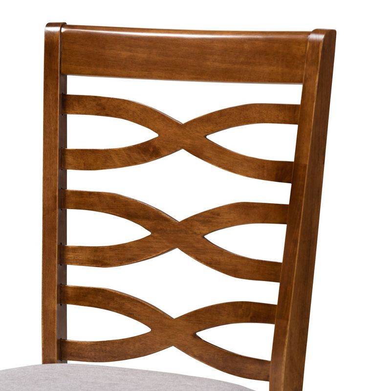 Set of 4 Elijah Dining Chair Gray/Walnut - Baxton Studio: Modern Upholstered, Polyester, Wood Frame, Armless, 4 of 8