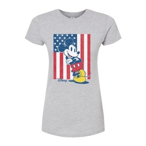Women's - Disney - Mickey Vertical American Flag Fitted Graphic T-Shirt - 1 of 3