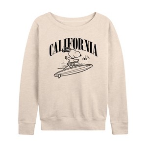 Women's - Peanuts - California Lightweight French Terry Wide Neck Long Sleeve Shirt - 1 of 4