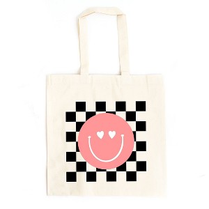 City Creek Prints Valentines Pink Smiley Canvas Tote Bag - 15x16 - Natural - 1 of 2