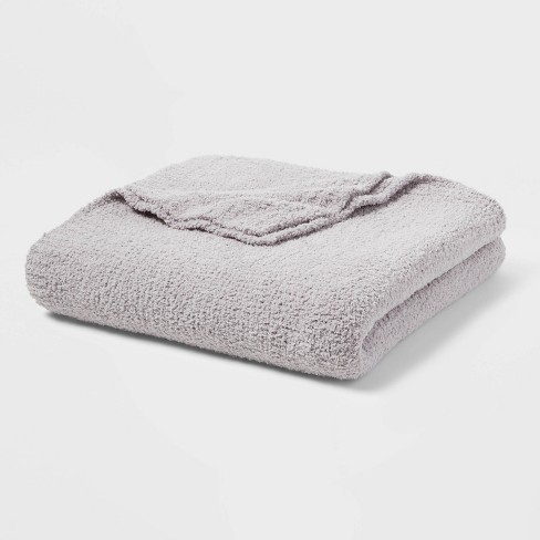 KASHWÉRE Solid Chenilla Beddling Blanket, Slate, King Size 88 x 98