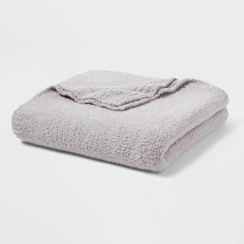 King Cozy Chenille Bed Blanket Gray Threshold