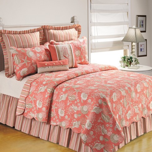 C&f Home Coral Natural Queen Bedspread Cotton Lightweight Machine ...