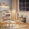 Kids Reading Nook Bookcase with Soft Cushion Seat - White Wash Bench & Mesh Drawer Display Storage - 4 of 4