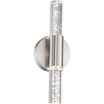 Possini Euro Design Modern Wall Light LED Brushed Nickel 13" Bubble Acrylic Sconce Fixture for Bathroom Bedroom