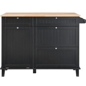 VEVOR Kitchen Island Cart, 50" Wood Top Breakfast Bar with Trash Cabinet Tilt Out 10 Gallon Storage, Farmhouse Dining Living Room Table - 1 of 4