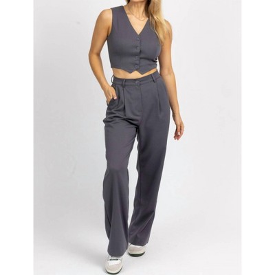 Women's BUTTON VEST AND TROUSER SET - Hey Babe